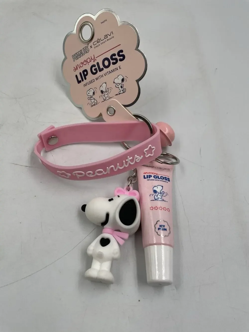 Celavi X Peanuts Snoopy Lip Gloss (ICY PLUM ) Keychain